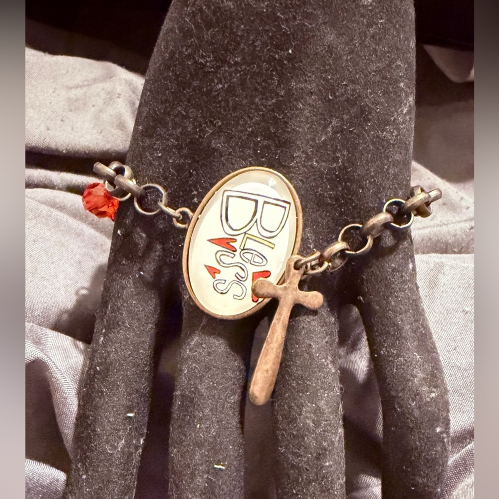 Plunder Bless Charm Bracelet with Red and Orange Accents